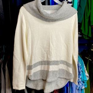 Gray and white turtleneck sweater